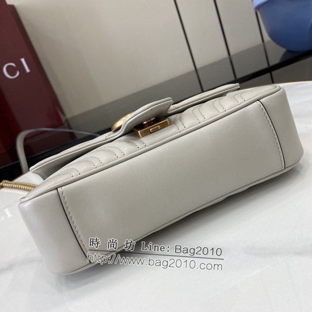 Gucci專櫃古馳最新款Marmont系列絎縫迷你手袋原廠皮鏈條女士挎包 jh2201型號：446744